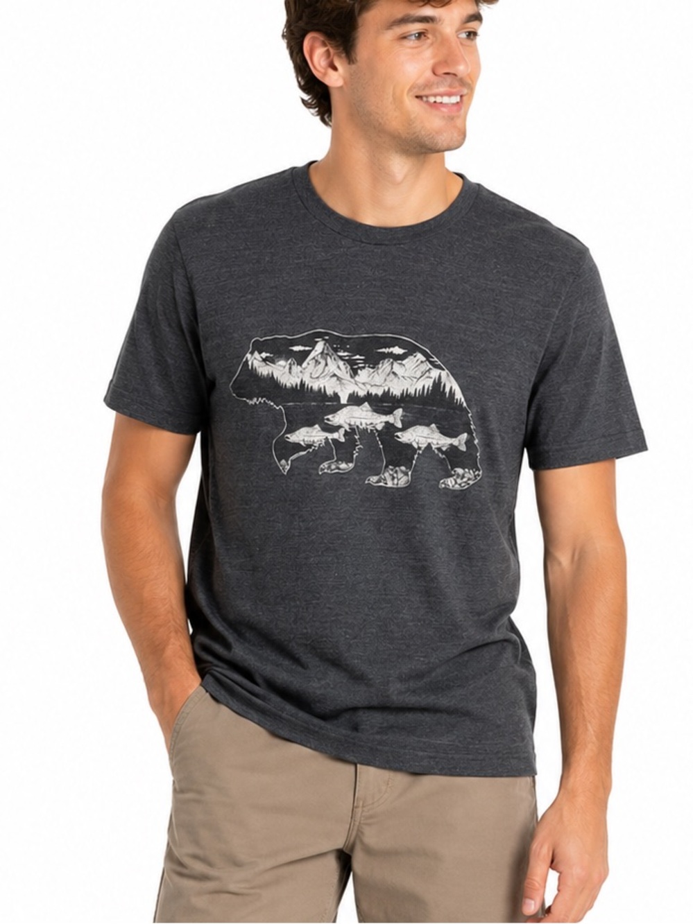 West coasters Men’s Grey Short Sleeved T-Shirt Bear Graphic T